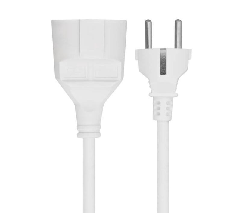 5m Stromverlängerung 3x1,5qmm Weiß 20-240V 16A H05VVF3G1,5 gerader Stecker