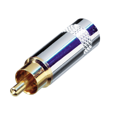 Cinchstecker_vergoldet_hochwertig_39-854-00360 Cinchstecker vergoldet schwere Ausführung Kabeleinlass max 7,2mm Durchmesser