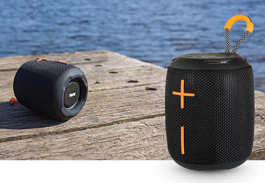 Tragbarer Bluetooth Lautsprecher mit Akku USB + SD +AUX + UKW + IPX6 Spritzwassergeschützt Imperial