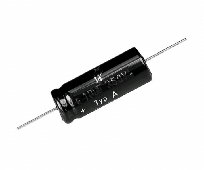 10uF_350V_Elko_Axial_26-715-00060 Elko 10uF 350V axial 30x13mm