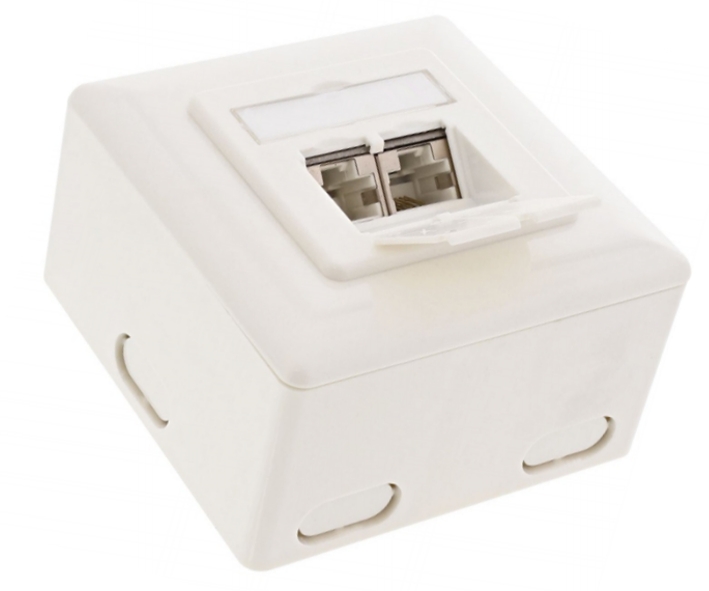 39-875-00397_Netzwerkdose Netzwerkdose CAT6 Aufputz Unterputz 2xRJ45 Weiss LAN Dose mit Blende