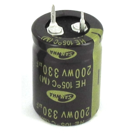 330uF-200V-Samwha-25-716-00460 Elko 330uF 200V radial H31x22mm RM10