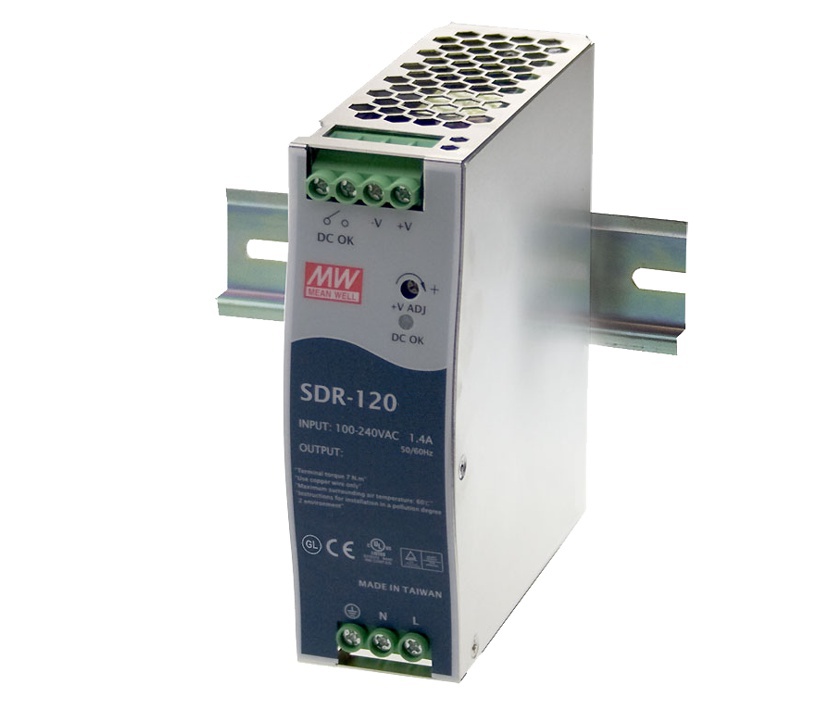 48V 2,5A Netzteil 120W für Hutschiene mit DC-OK Relais SDR-120-48