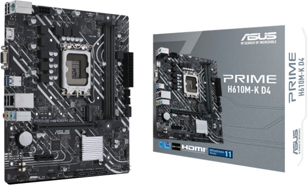 Motherboard ASUS Prime H610M-K für Intel CPUs mit LGA1700 Sockel DDR4 M2 SATA LAN Sound Audio USB HDMI VGA
