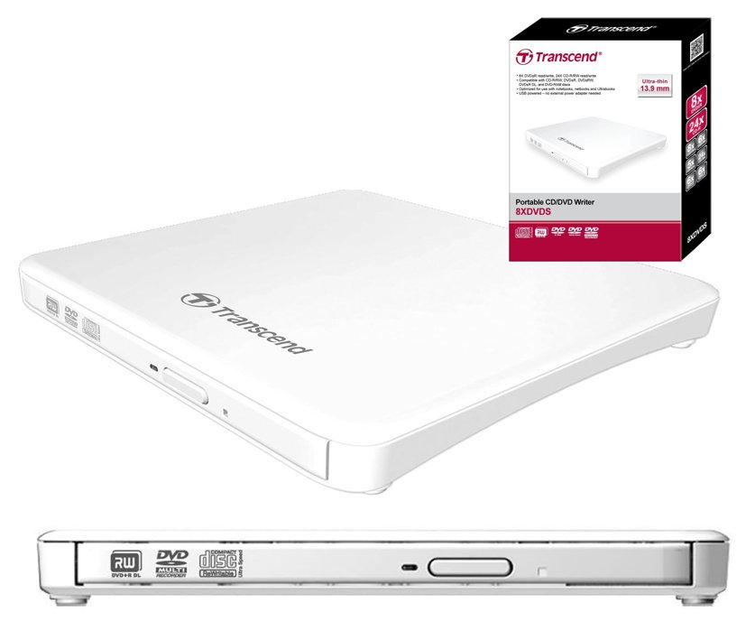 62-524-01624_Transcend_TS8XDVDS_USB-Brenner USB-Brenner extern Slim Portable CD-DVD-Brenner mit CD-DVD-Player