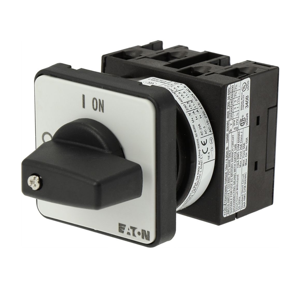 Hauptschalter_3polig_95-350-00330_B01 Nockenschalter 3-poliger Hauptschalter 3x20A Zentraleinbau 48x48mm mit Knebel und Frontblende