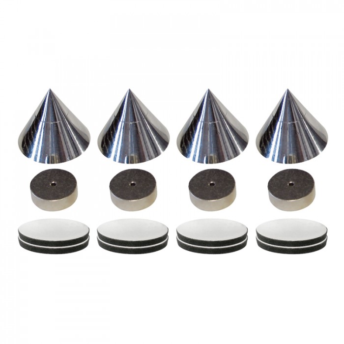 Spikes-Absorber-chrom-85-771-00298 Boxenfuss SPIKES 4er SET Kegel Pyramide Chrom Füße