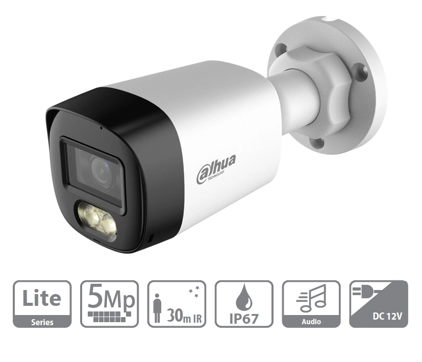 5MP Bullet 4in1 AHD TVI CVI CVBS IP67 Fixobjektiv 1500RMP Mikro integriert