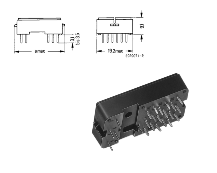 Kammrelaisfassung 22pin Size-3 V23154-Z1028 vergoldete Lötpins für Leiterplatte