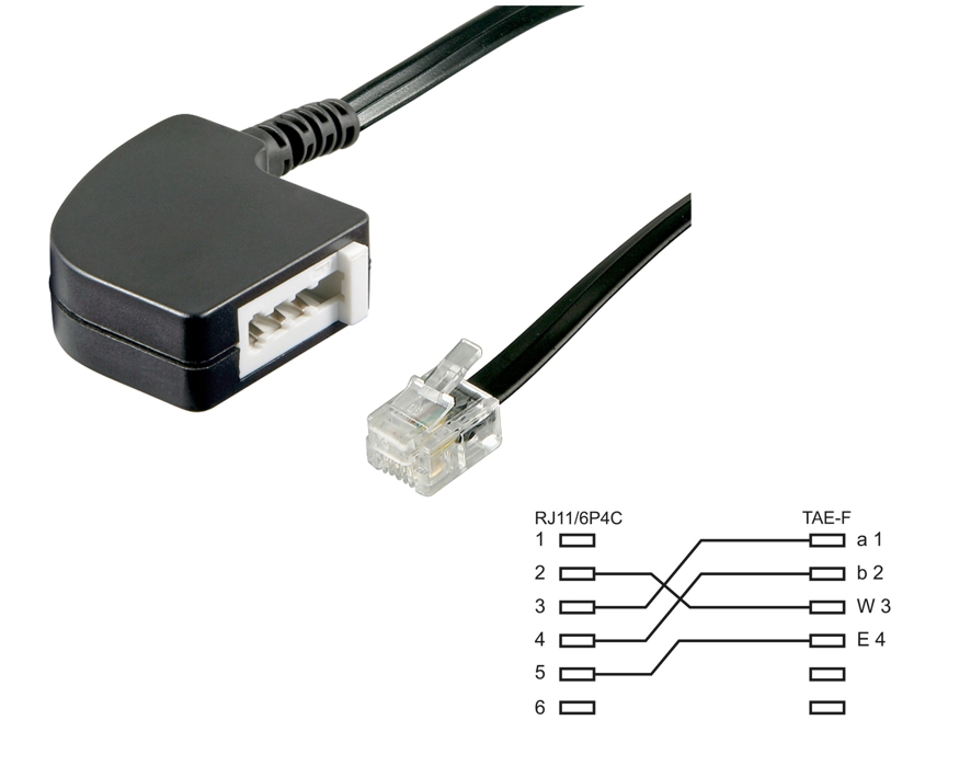 TAE Adapter RJ11 Stecker auf TAE-F Buchse z.B. für Fritzbox Ausgang für Telefon Faxgerät