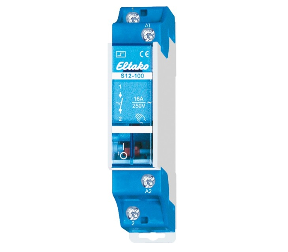 Relais Bistabil 12VAC Stromstoss 1-Schliesser bis 16A 250V Eltako S12-100 Relais Bistabil 12VAC Stromstoss 1-Schliesser bis 16A 250V Eltako S12-100