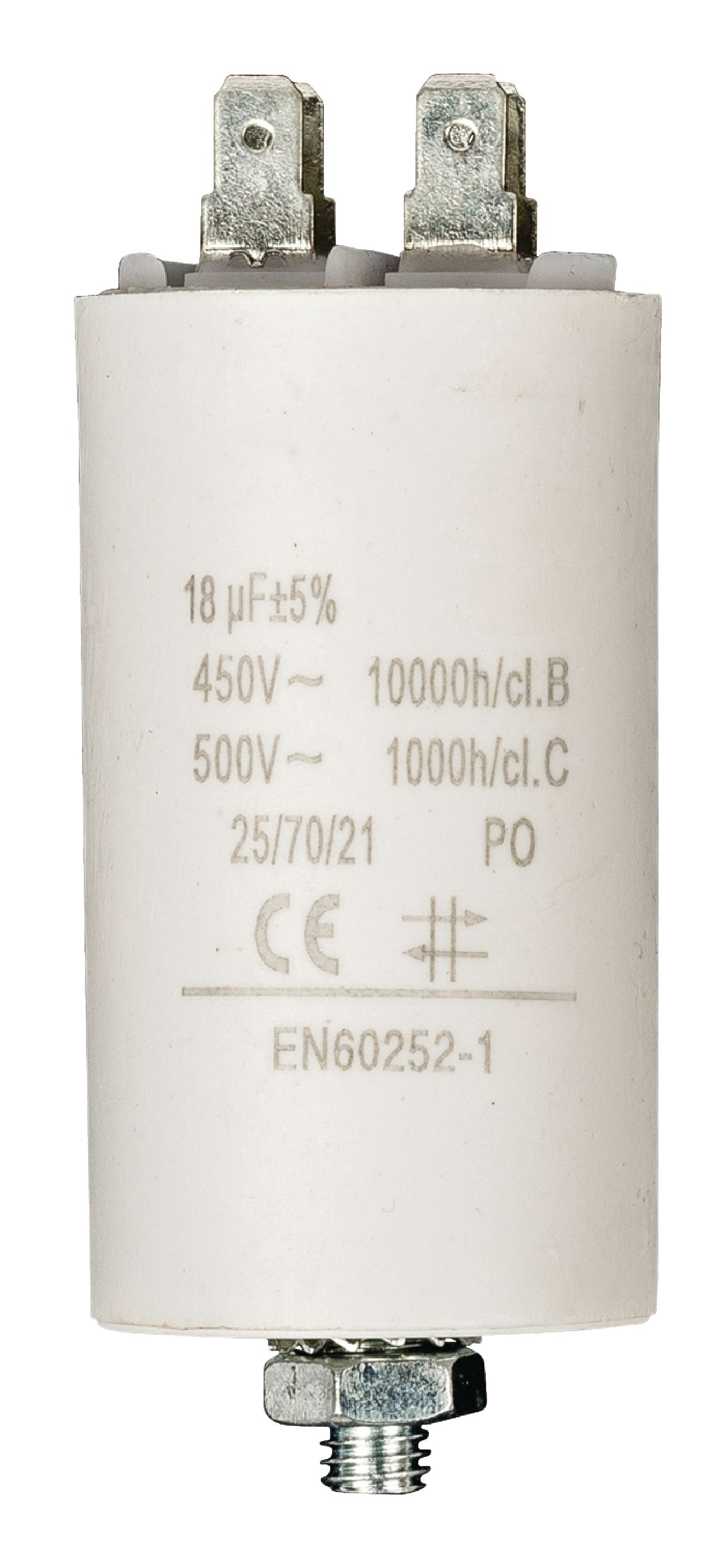 18uF_Motorkondensator29-719-00820 18uF Motorkondensator MKP 16uF 450V 40x70mm M8