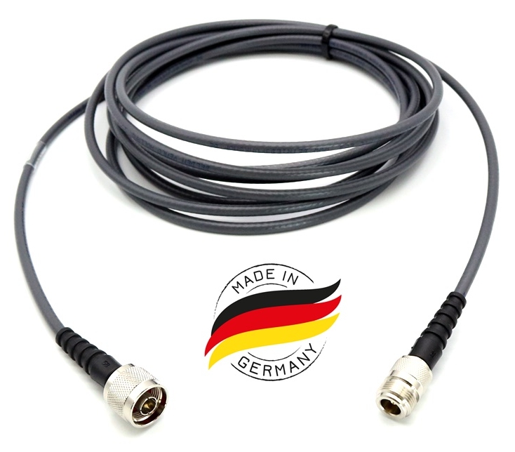 N-Stecker_Verlaengerung_N-Kabel_42-712-00050_B01 10m N-Kabel N-Verlängerung N-Stecker auf N-Kupplung RG58 Grau N-Type