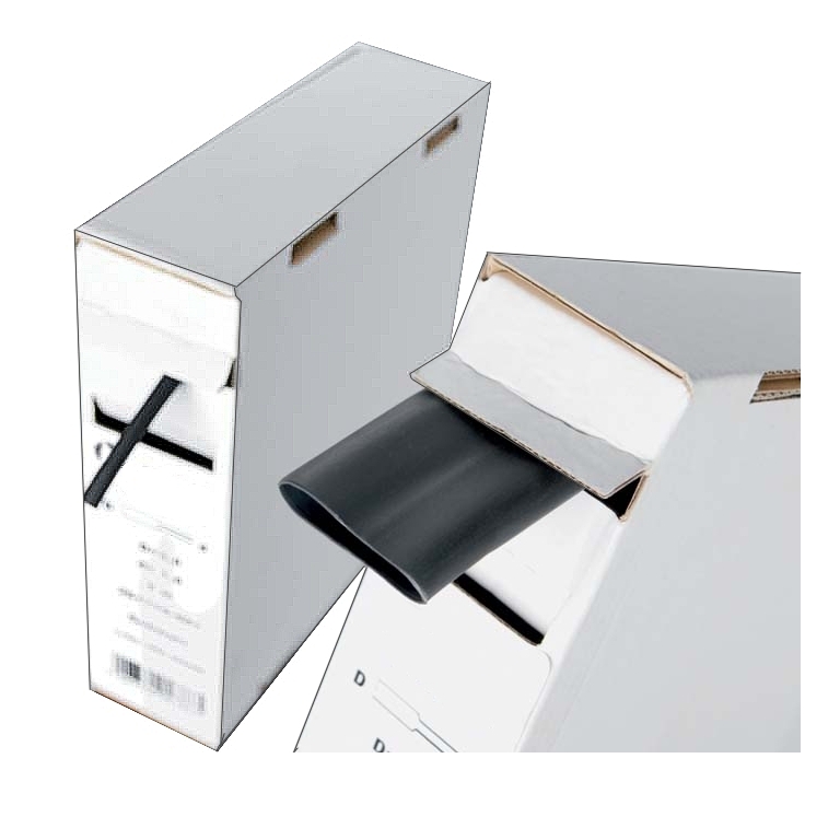 Schrumpfschlauch_2zu1_BOX_42-690-00xxx Schrumpfschlauch 1,6mm Schwarz 2:1 -- 15m Spenderbox --