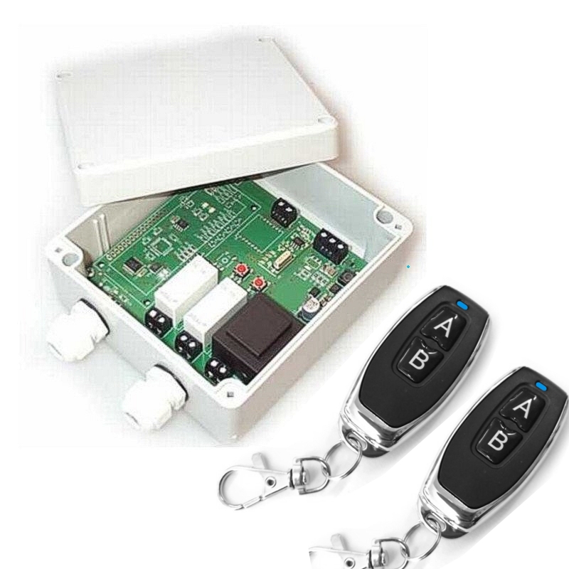 230V Funksteuerung 2Kanal mit 16A Relais 2xFB Funkrelais Garage Funkschalter Seilwindensteuerung