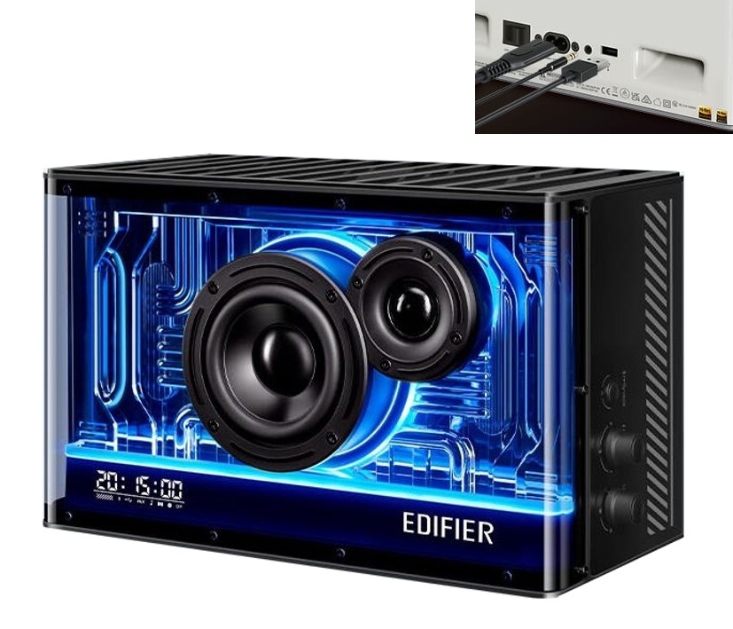 Bluetooth Lautsprecher QD35 mit APP 3,5mm Klinken-Input und USB-C USB-A Ladestation Bluetooth Lautsprecher QD35 mit APP 3,5mm Klinken-Input und USB-C USB-A Ladestation
