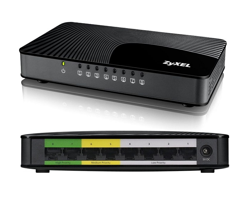 Switch_fuer_TV_Streaming_Multimedia_66-840-03266 LAN RJ45 Switch 8Port Desktop 10/100/1000Mbit für Streaming Unmanaged mit Netzteil