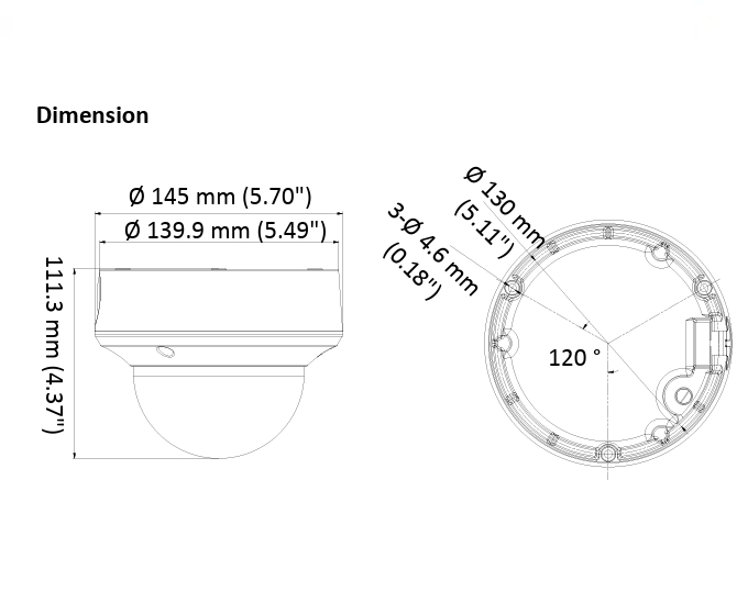 5MP Dome 4in1 AHD TVI CVI CVBS Motorzoom Objektiv 3-13mm IP66 BNC IK10 Outdoor DS2CE5AHxx Serie