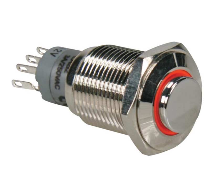 Schalter R710 Vollmetall 18mm mit oranger 12V LED Beleuchtung Kopfdurchmesser 18mm Einbau-DM 16mm IP65 Schalter R710 Vollmetall 18mm mit oranger 12V LED Beleuchtung Kopfdurchmesser 18mm Einbau-DM 16mm IP65