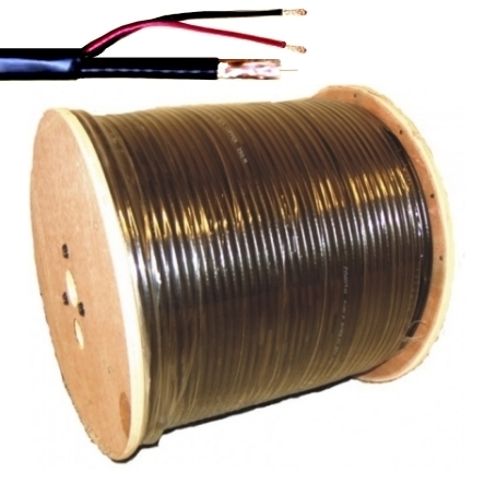 42-710-00255-Kamera-Kombikabel 250m Koaxkabel Multikabel 1x Koax RG59 + 2x 0,88mm Trommel Schwarz