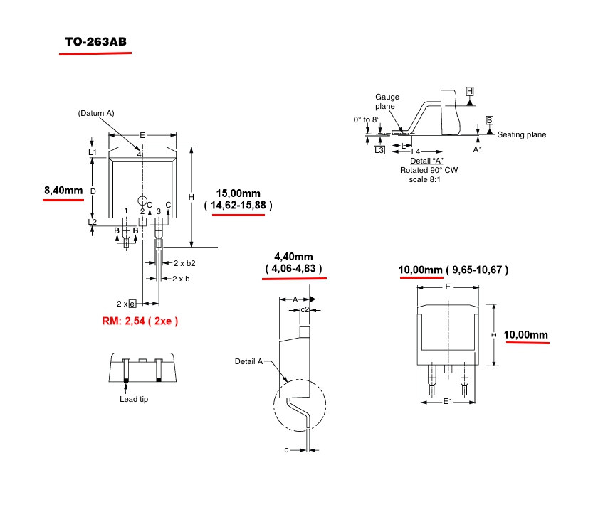 IRF840S SMD MOSFET N-FET SMD Transistor 500V 8A 125W 0,85ohm D2PACK TO263AB Korpus 10x10mm