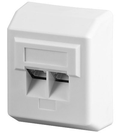 39-875-00170-Netzwerkdose-CAT5e Netzwerkdose CAT5e Aufputz Doppeldose LAN Dose mit Blende Weiss