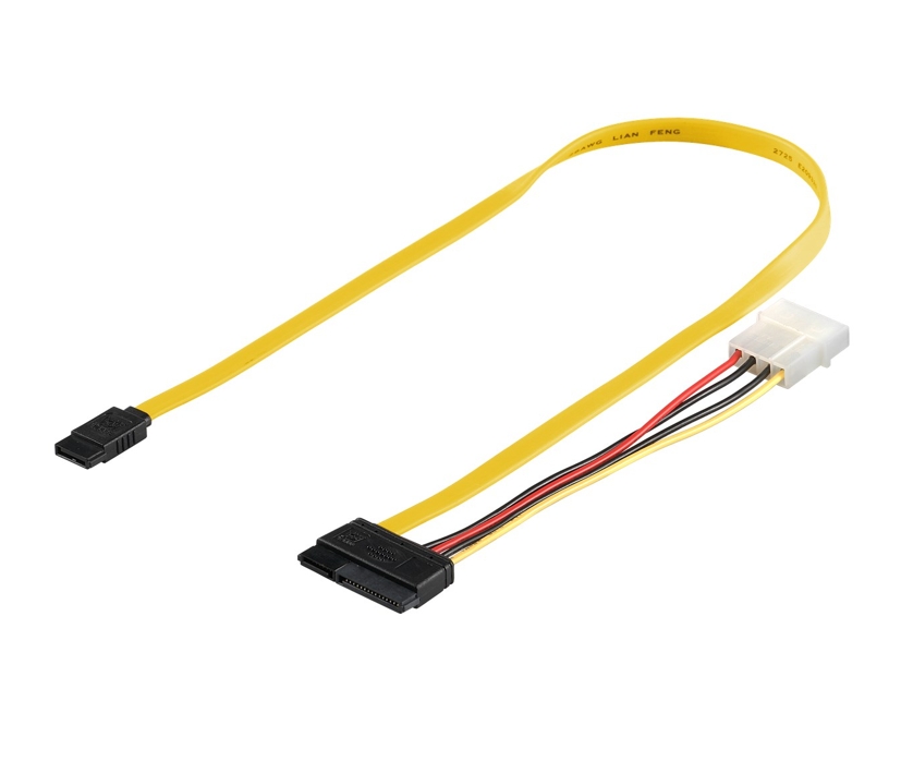 SATA-Kabel_Power_Strom_2023_53-680-02600 SATA Kabel 50cm S-ATA Data mit Strom auf 1x 5,25