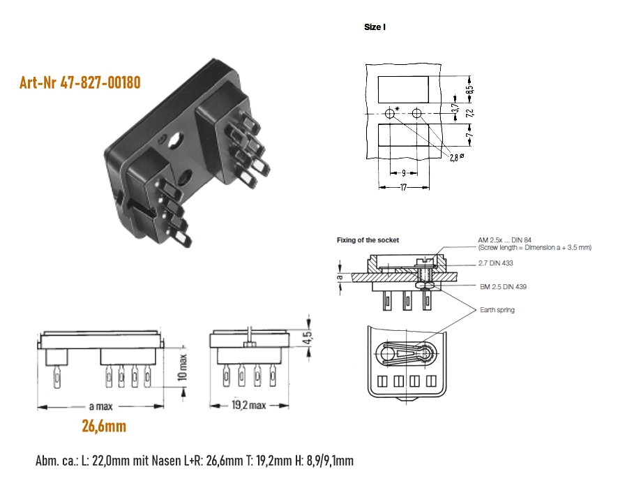 Kammrelaisfassung 10pin Size-1 V23154-Z1005 vergoldete Lötfahnen
