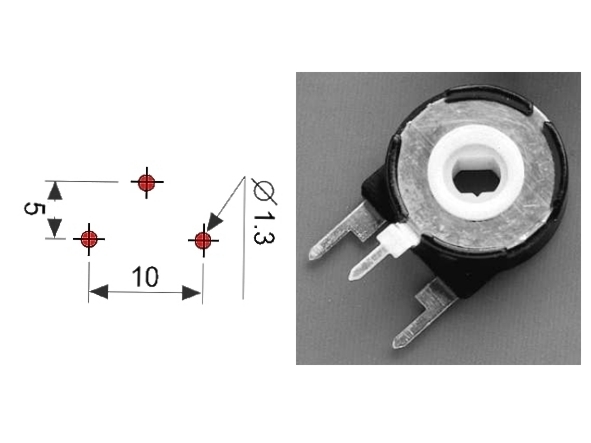 100ohm Trimmer Poti T15 stehend RM10x5 Steckachse 100ohm Trimmer Poti T15 stehend RM10x5 Steckachse