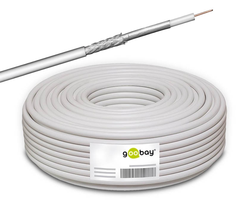 50m SAT Kabel 100dB Bundware Weiss 7mm SAT-Koaxialkabel doppelt geschirmt 50m SAT Kabel 100dB Bundware Weiss 7mm SAT-Koaxialkabel doppelt geschirmt