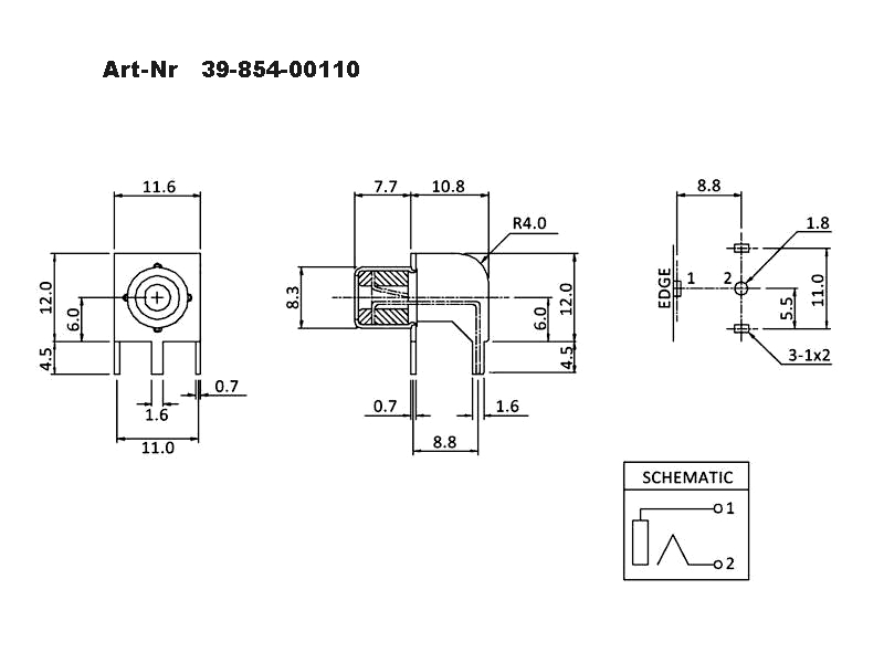39-854-00110_Cinchbuchse_vergoldet_Zeichnung