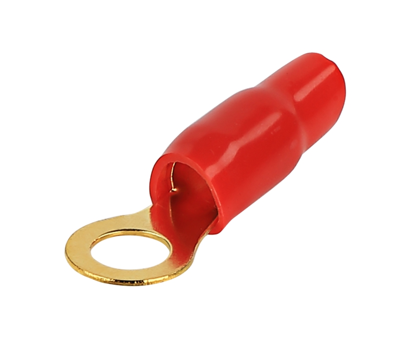 M8 Ringschuh bis 20qmm vergoldet teilisoliert Rot M8 Ringschuh bis 20qmm vergoldet teilisoliert Rot