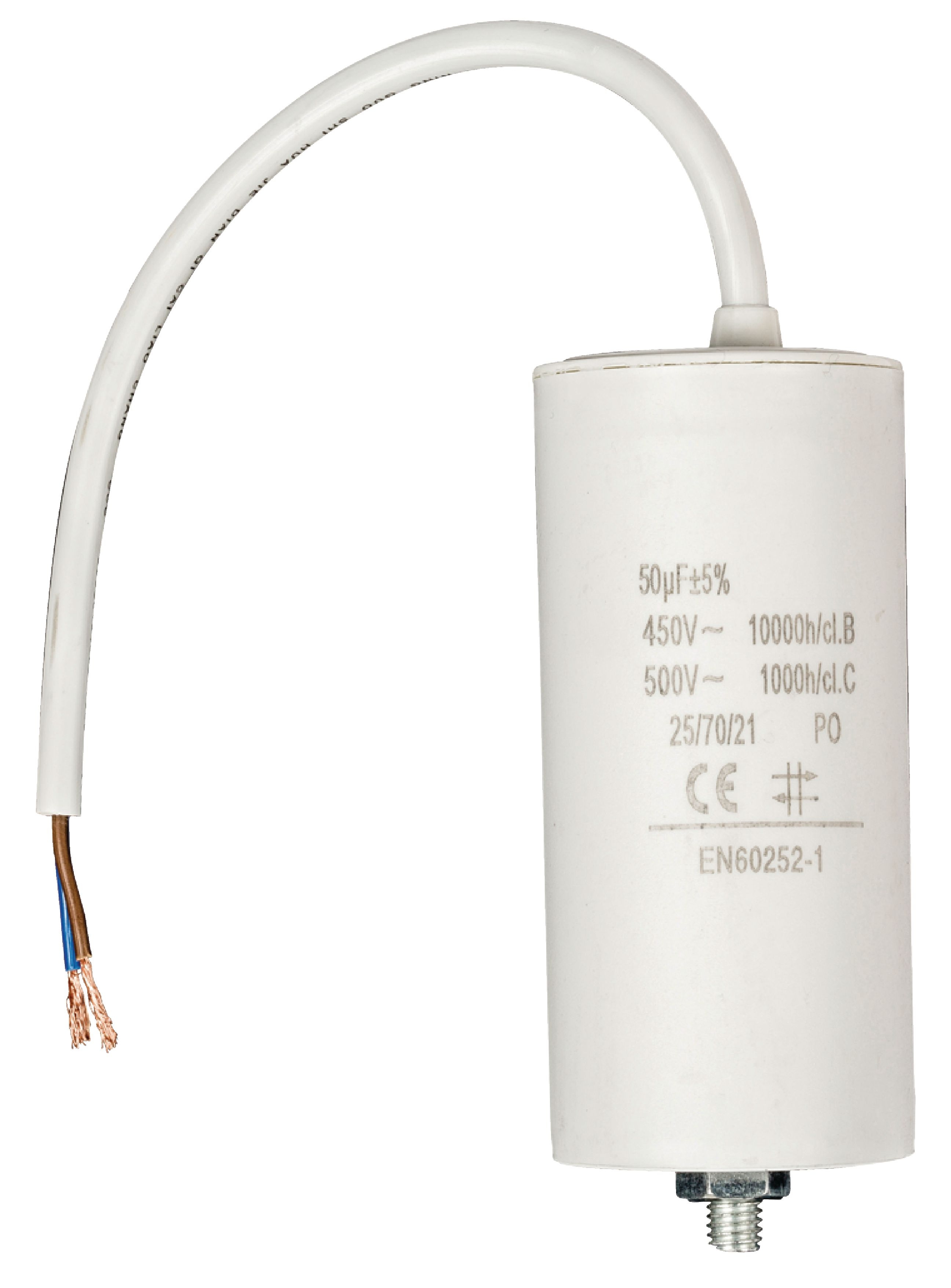 29-719-00946_50uF_450V_B2023 50uF Motorkondensator MKP 50uF 450V Abm 50x107mm Kabelitze