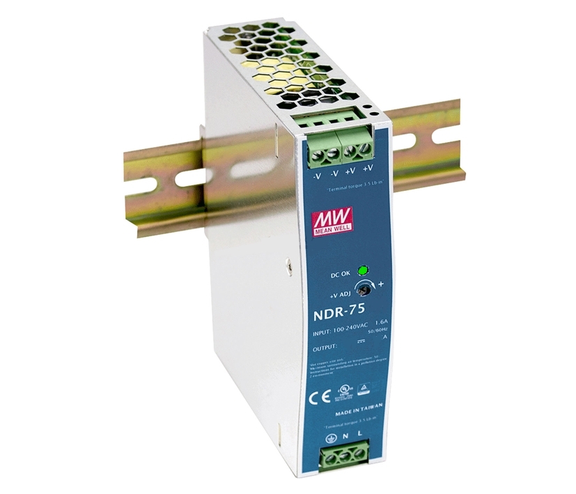 MeanWell_NDR7512_Netzteil_12V_6A_SNT_93-808-00854 24V Netzteil 24V 75W 3,2A für DIN Hutschiene INP90-264V NDR75