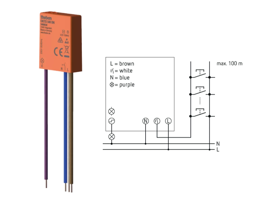 Mini Stromstoßschalter für bis 250W Miniatur 33x27x10mm Relais Bistabil
