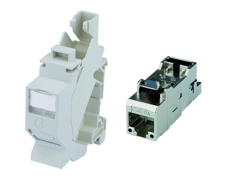 Netzwerkdose Hutschiene CAT6A LAN Dose mit RJ45 Buchse LAN-Keystone AMJ-S Modul Cat.6A TS35