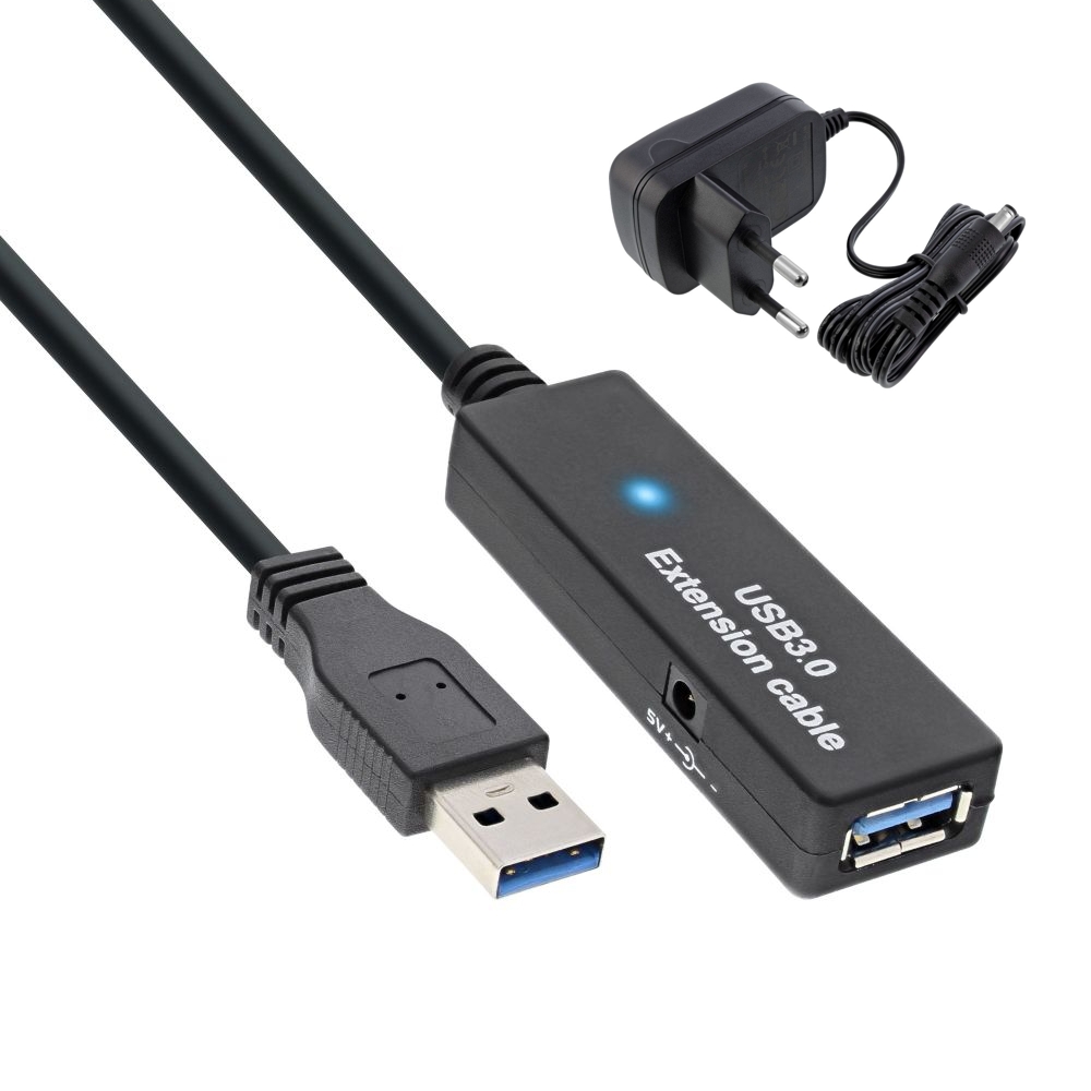20m_USB_Verlaengerung_53-682-00898 10m USB-3 Verlängerung USB3-Stecker-auf-Buchse Aktiv mit USB-Verstärker