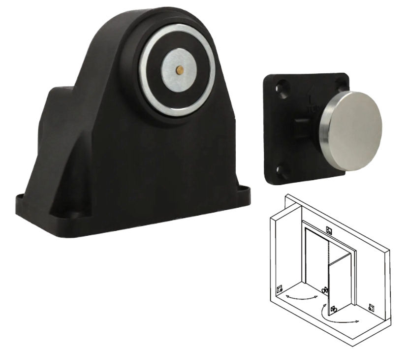 Elektrischer Türhalter bis 61Kg Haltekraft 24V Elektromagnet Haltemagnet mit Notauslöser Vertikale Ausführung