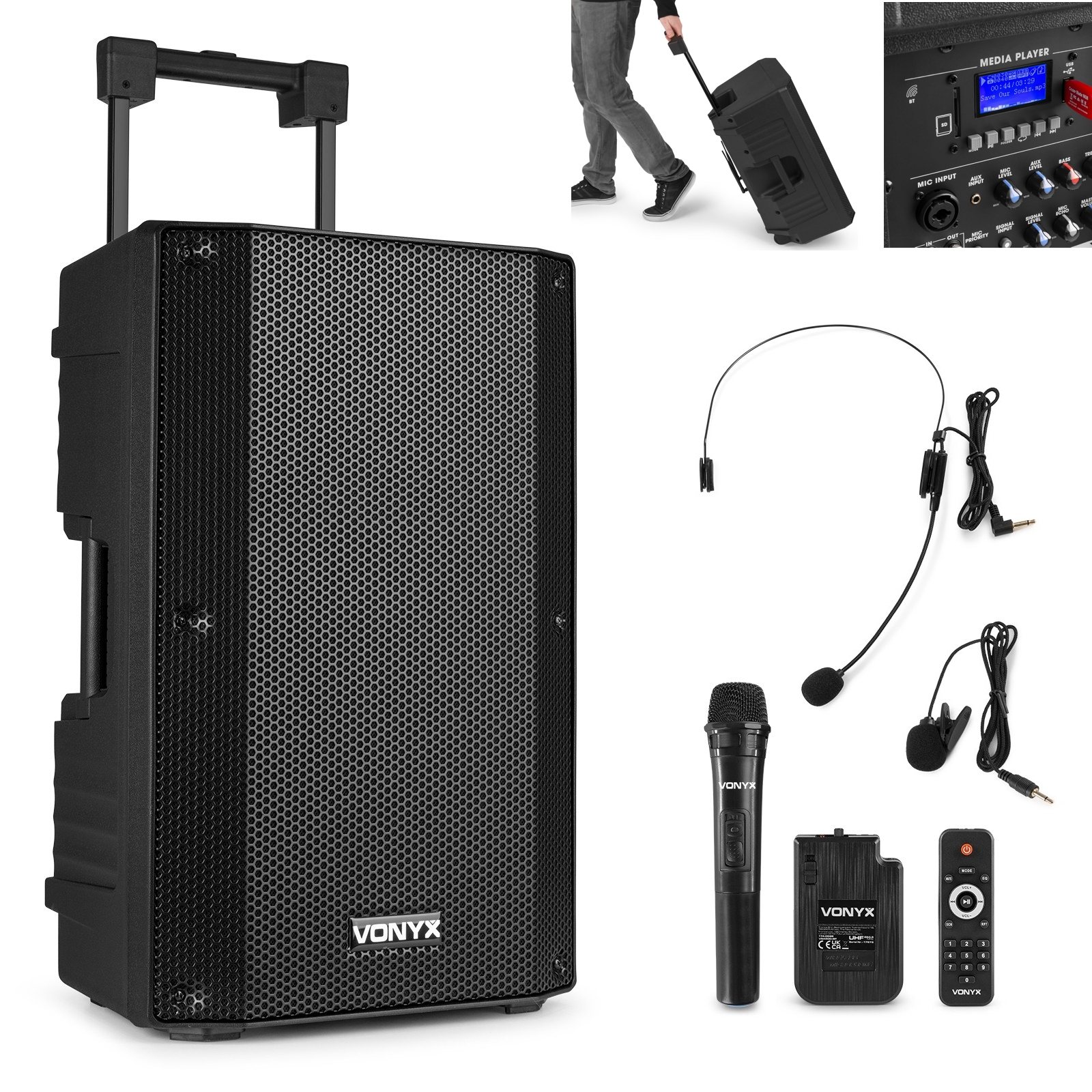 Mobile_MusikBox_12zoll_84-754-11185_B01tJ4s8TRmnre22 Mobile Musikanlage 800W Beschallungsanlage mit Bluetooth USB-MP3-Player Akku 2xFunkmikro 12zoll