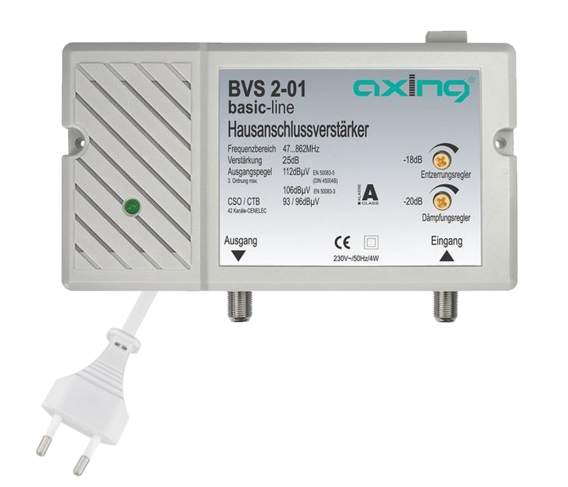 Antennenverstärker 25dB regelbar Hausanschlussverstärker Kabelfernsehen tauglich