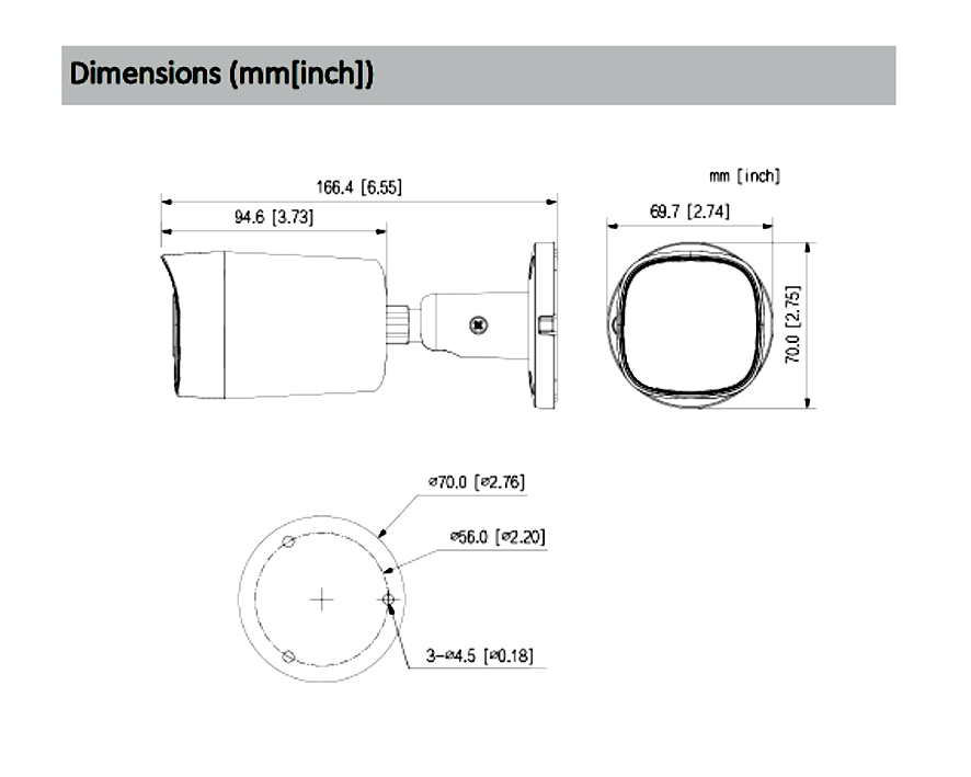5MP Bullet 4in1 AHD TVI CVI CVBS IP67 Fixobjektiv 1500RMP Mikro integriert
