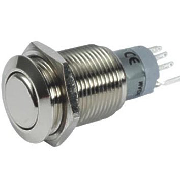 95-839-00910_2015_01 Schalter R610 Vollmetall 18mm ohne Beleuchtung 610 IK7 Vandalensicher Einbau-DM 16mm