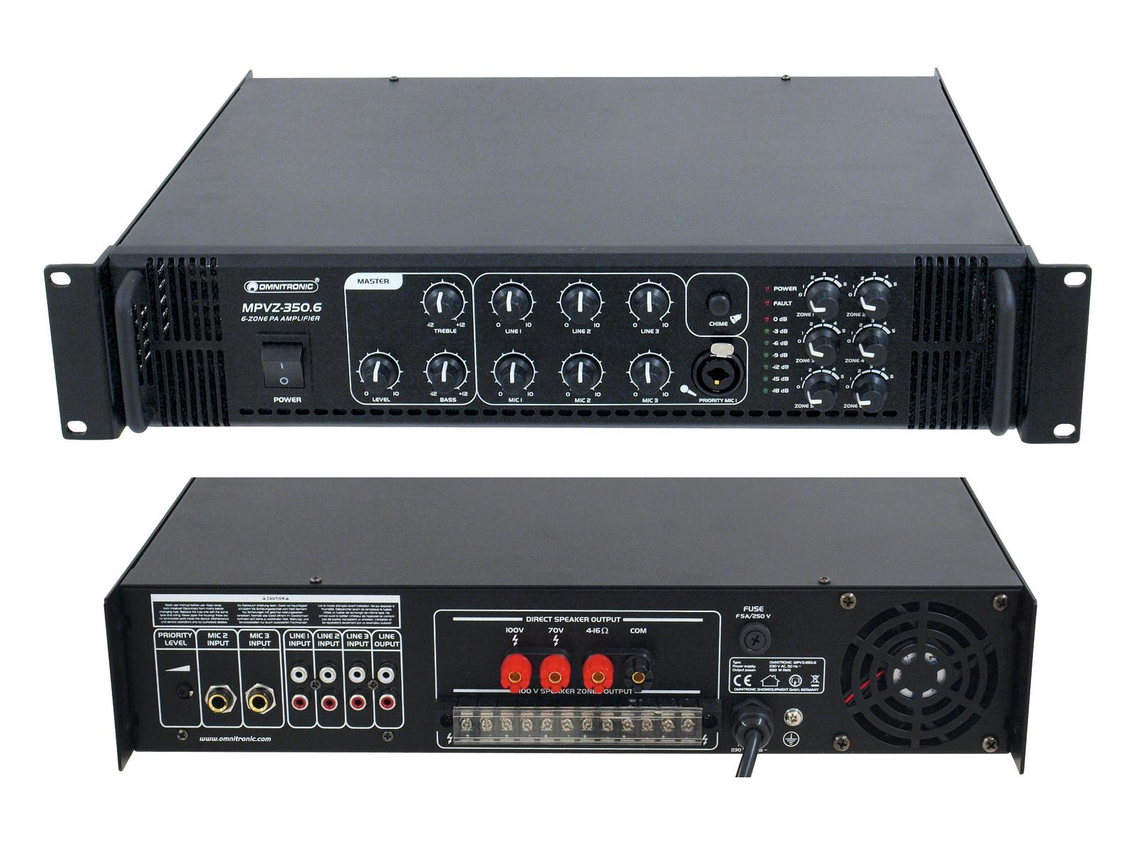 350W-ELA-Verstaerker-mit-6-Zonen-Regelung-88-404-00183-Bild01 ELA Verstärker 700/350W 6-Zonen Regelung 100V oder 4-16ohm MPVZ3506