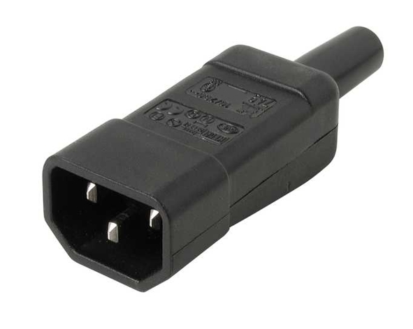 40-858-00008_C13_Kaltgeraetestecker_2020 Kaltgeräte C14 Stecker bis 10A 250VAC gerade Schraubkontakte