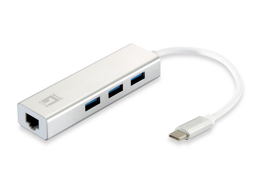53-682-00778 USB Hub 3-fach mit USB-C Anschluss und mit LAN Gigabit Netzwerkkarte