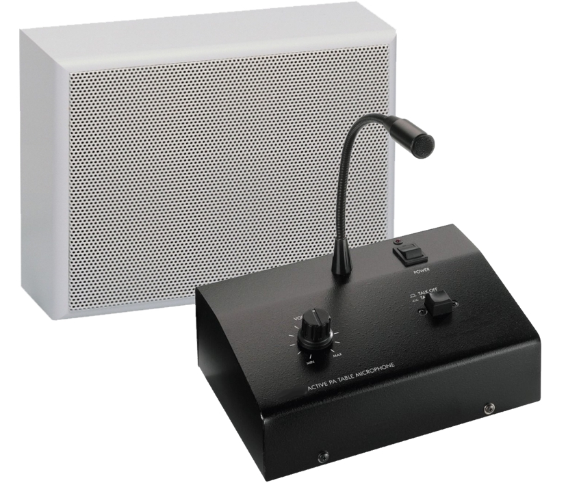 Durchsagesystem für Praxen und Büros SET-06 mit 1x Wandlautsprecher hoch oder quer montierbar