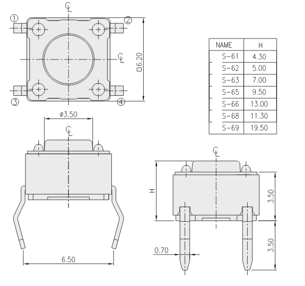 10 Stück Micro Mini Taster 6x6 Mm – Höhe 8,35 Mm, 90° Abgewinkelt, Für Leiterplatte