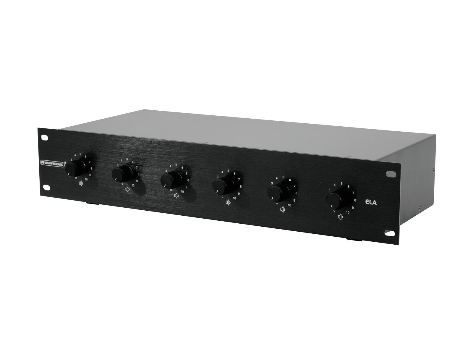 43-891-00281ExiYkdVhtZRhr ELA Lautstärkeregler 6-fach 100V Regler 6x5/10Watt 19zoll 2HE Gehäuse Black