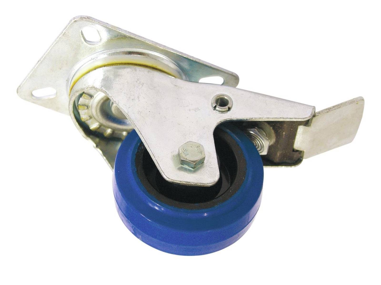Blaue_Lenkrolle_mit_Bremse_48-829-00360 Rolle Lenkrolle 80mm mit Bremse blaue Transportrolle