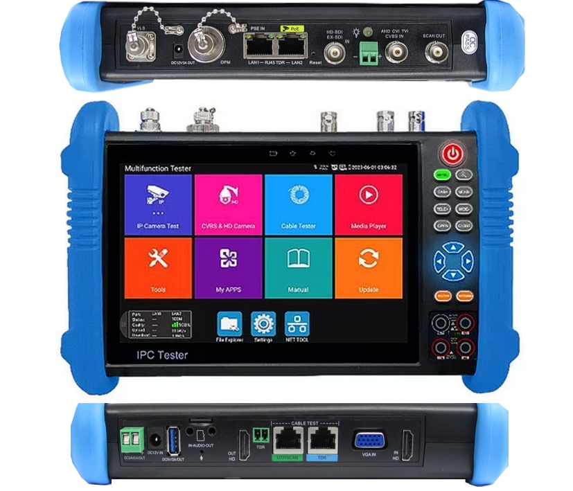 Prüfgerät Testmonitor für Kamerasysteme AHD TVI CVI SDI CVBS IP LAN ONVIF RS485